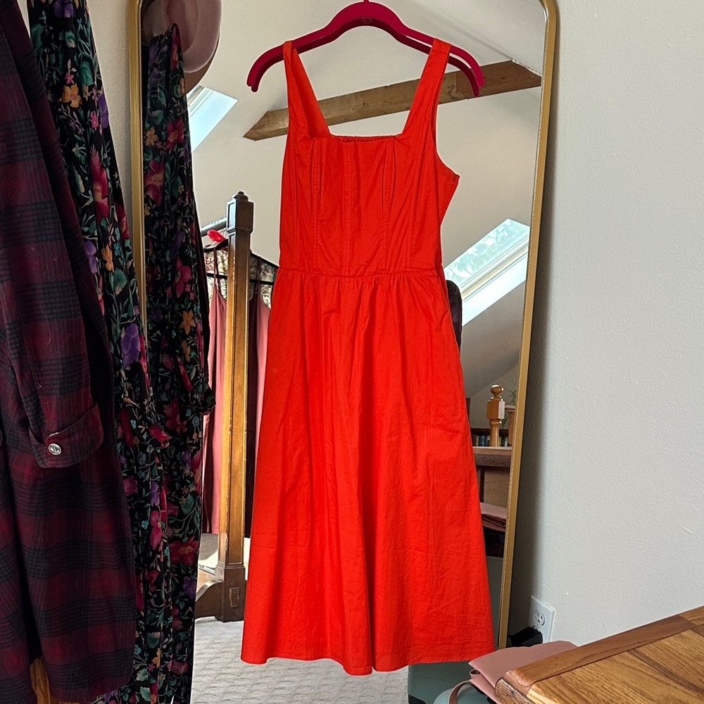 Chelsea28 Bright Orange Midi Dress